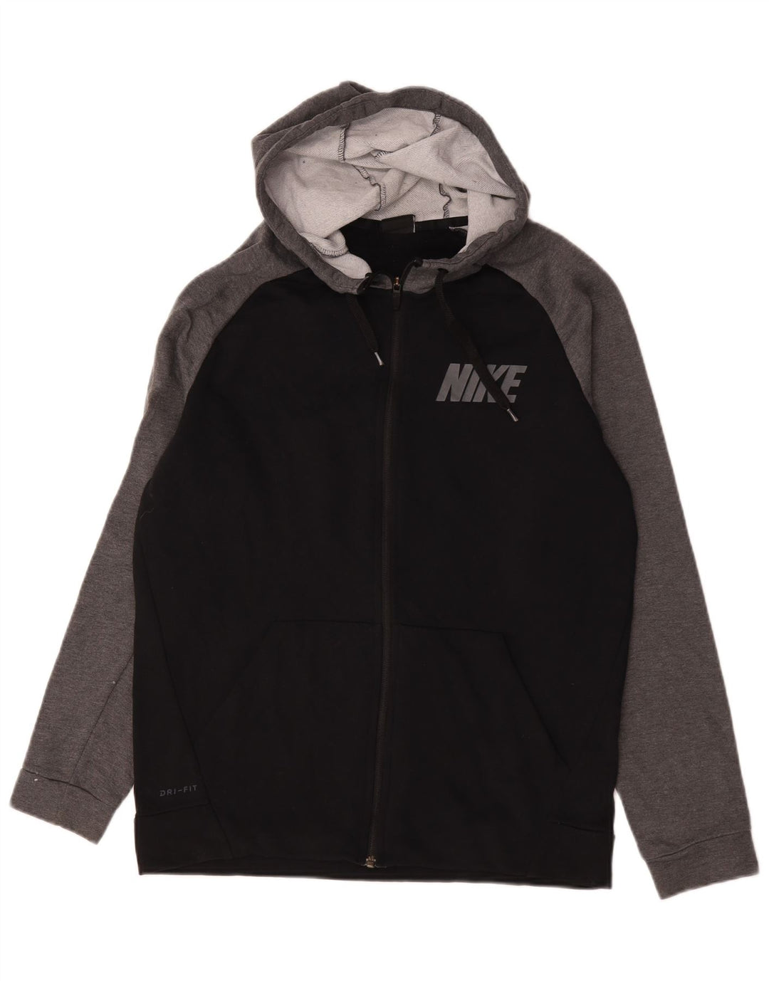 Nike Mens Dri Fit Graphic Zip Hoodie Sweater Medium Black Colourblock