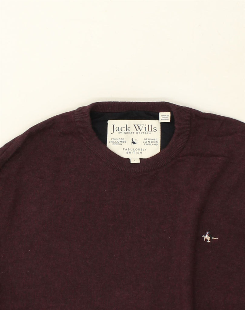 JACK WILLS Mens Crew Neck Jumper Sweater Large Burgundy | Vintage Jack Wills | Thrift | Second-Hand Jack Wills | Used Clothing | Messina Hembry 