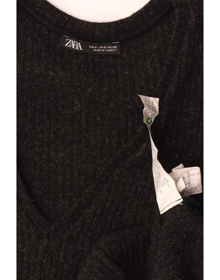 Zara Womens Long Sleeve Jumper Dress UK 10 Small Grey Polyester