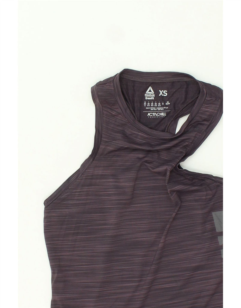 REEBOK Womens Graphic Vest Top UK 4/6 XS Grey | Vintage Reebok | Thrift | Second-Hand Reebok | Used Clothing | Messina Hembry 