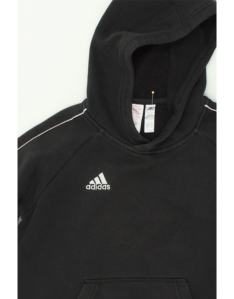 ADIDAS Boys Hoodie Jumper 11-12 Years Black Cotton | Vintage Adidas | Thrift | Second-Hand Adidas | Used Clothing | Messina Hembry 