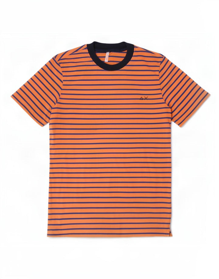 Sun68 Boys T-Shirt Top 9-10 Years Orange Striped Cotton
