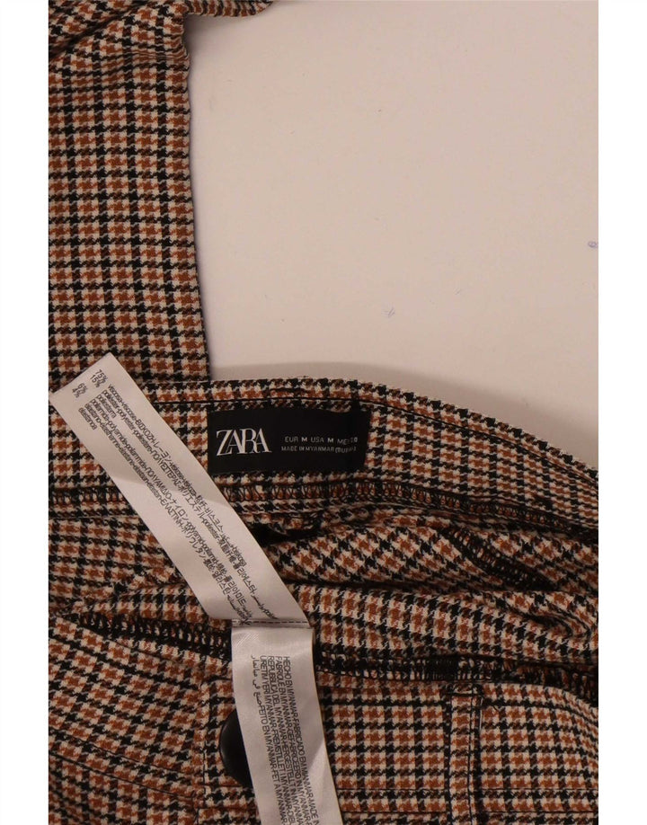 Zara Womens Slim Casual Trousers Medium W28 L27 Brown Houndstooth Viscose