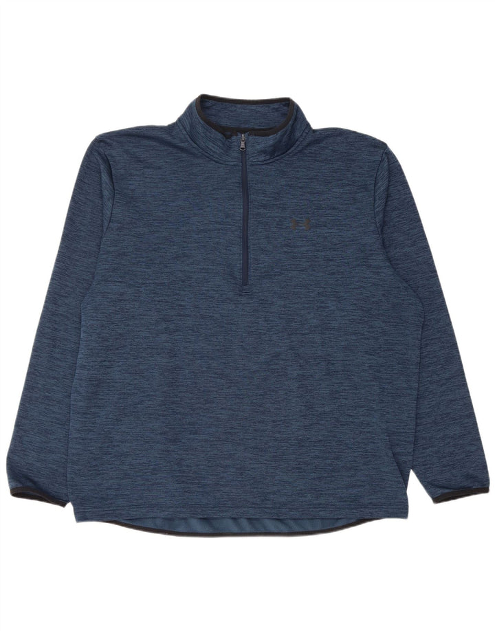 Under Armour Mens Zip Neck Pullover Tracksuit Top 2XL Blue Flecked