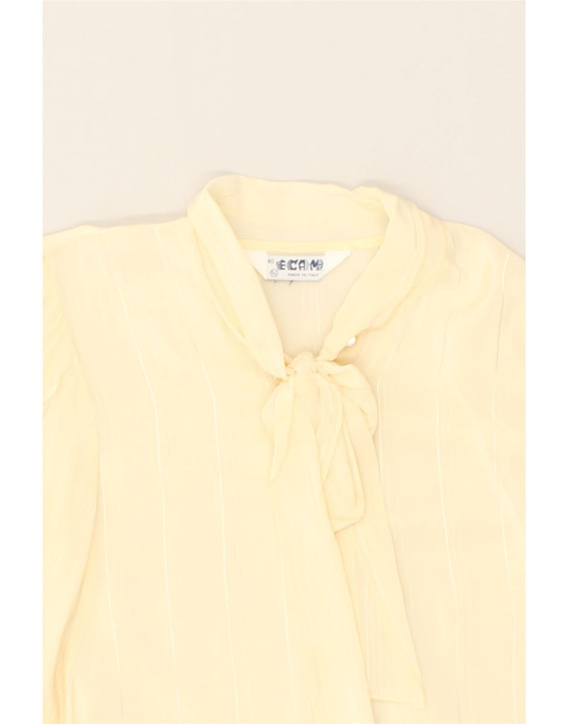 VINTAGE Womens Front Tie Shirt IT 46 Large Yellow Striped | Vintage Vintage | Thrift | Second-Hand Vintage | Used Clothing | Messina Hembry 