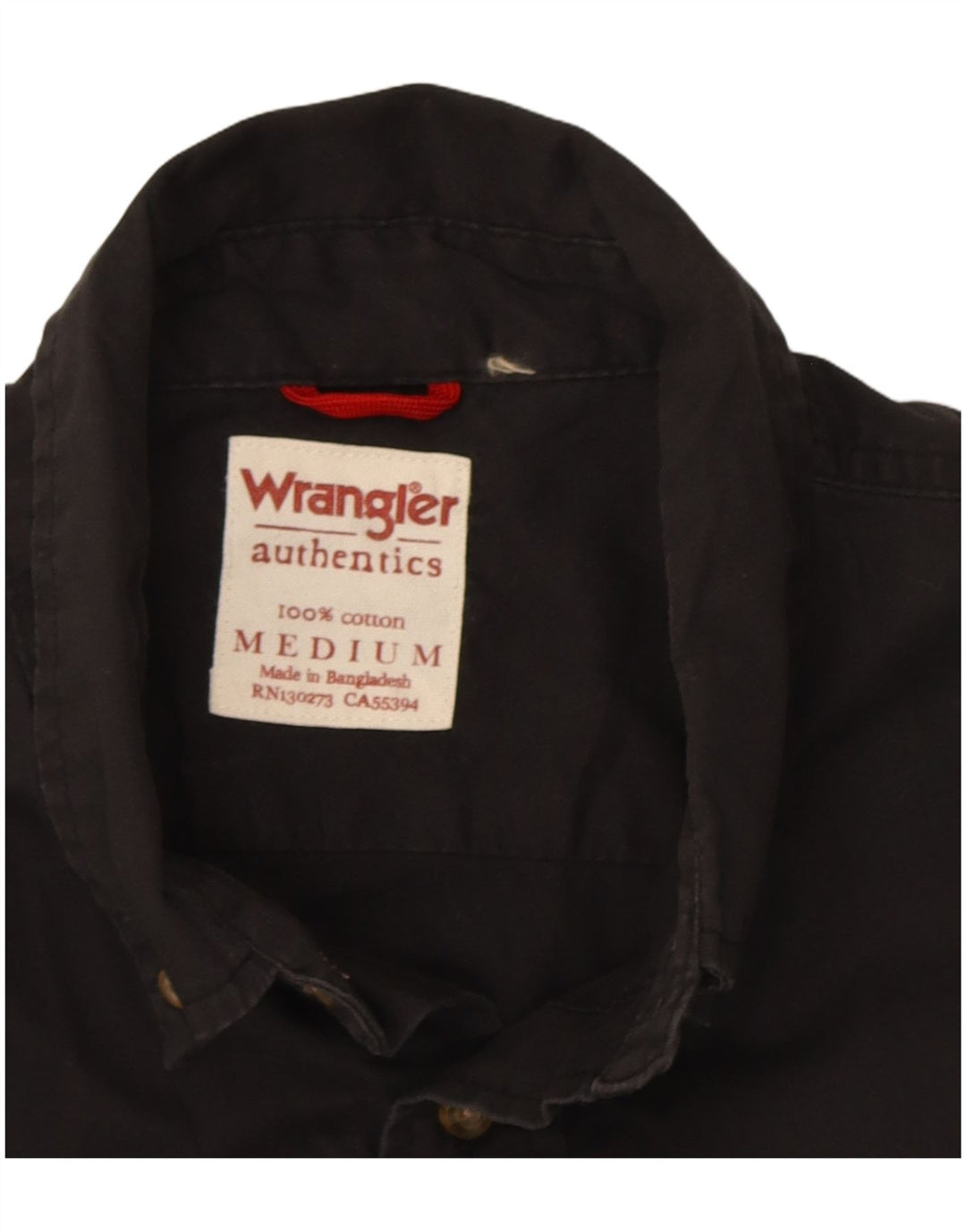 Wrangler Mens Short Sleeve Shirt Medium Black Cotton