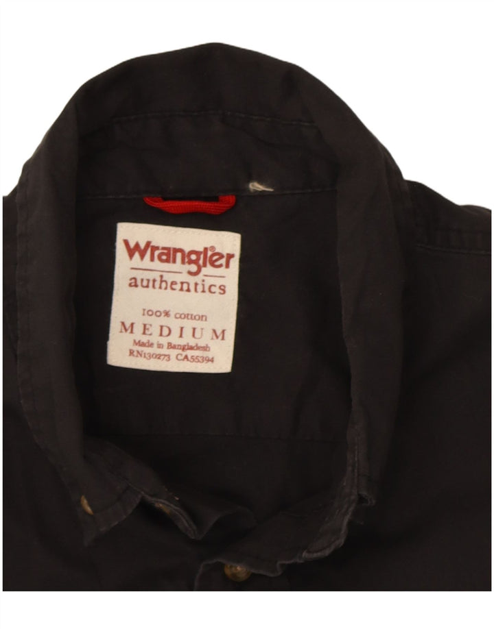 Wrangler Mens Short Sleeve Shirt Medium Black Cotton