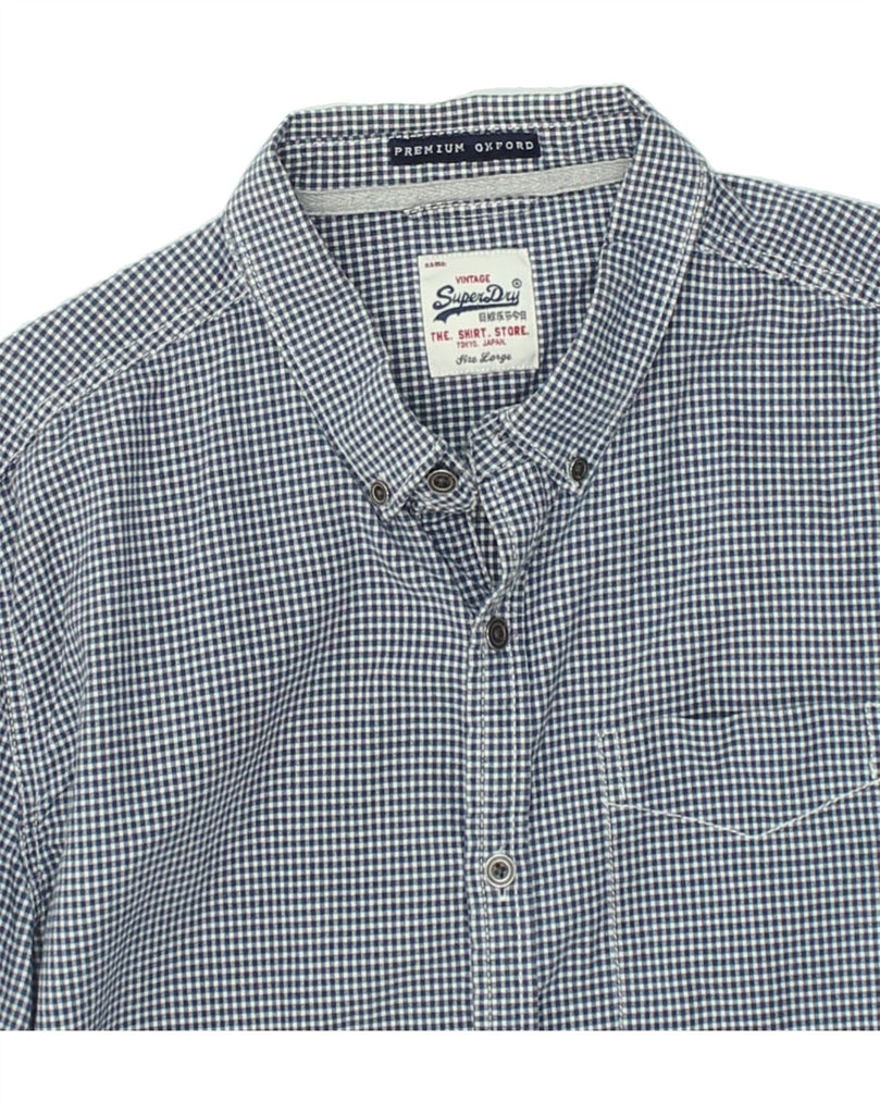 SUPERDRY Mens Premium Shirt Large Navy Blue Gingham Cotton | Vintage Superdry | Thrift | Second-Hand Superdry | Used Clothing | Messina Hembry 