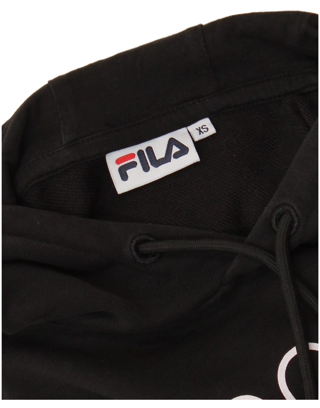 FILA Womens Oversized Crop Graphic Hoodie Jumper UK 6 XS Black