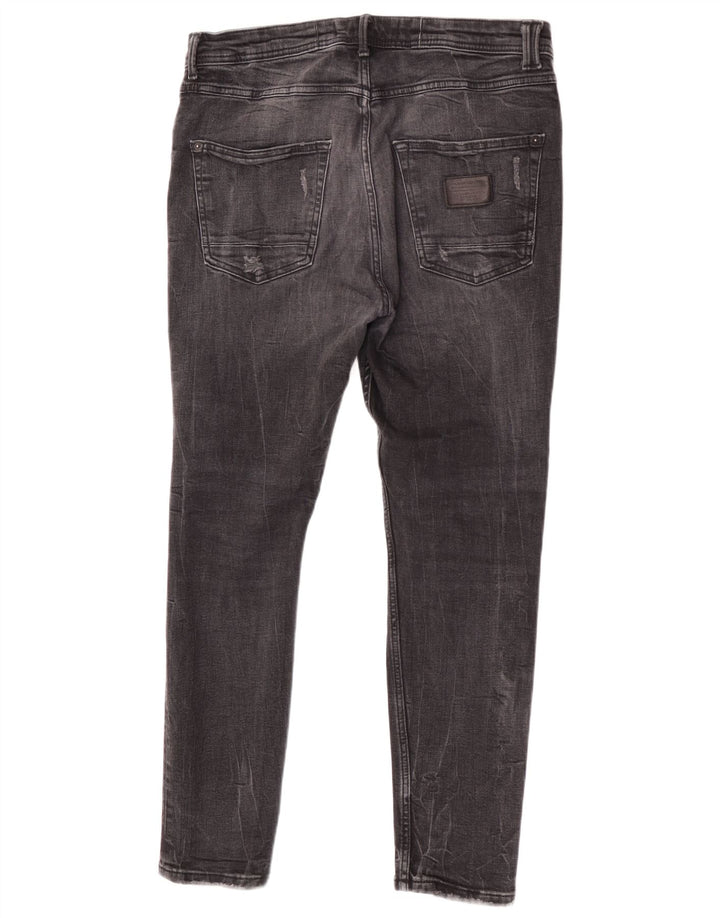 Zara Mens Distressed Slim Jeans EU 44 Large W34 L28 Grey Cotton