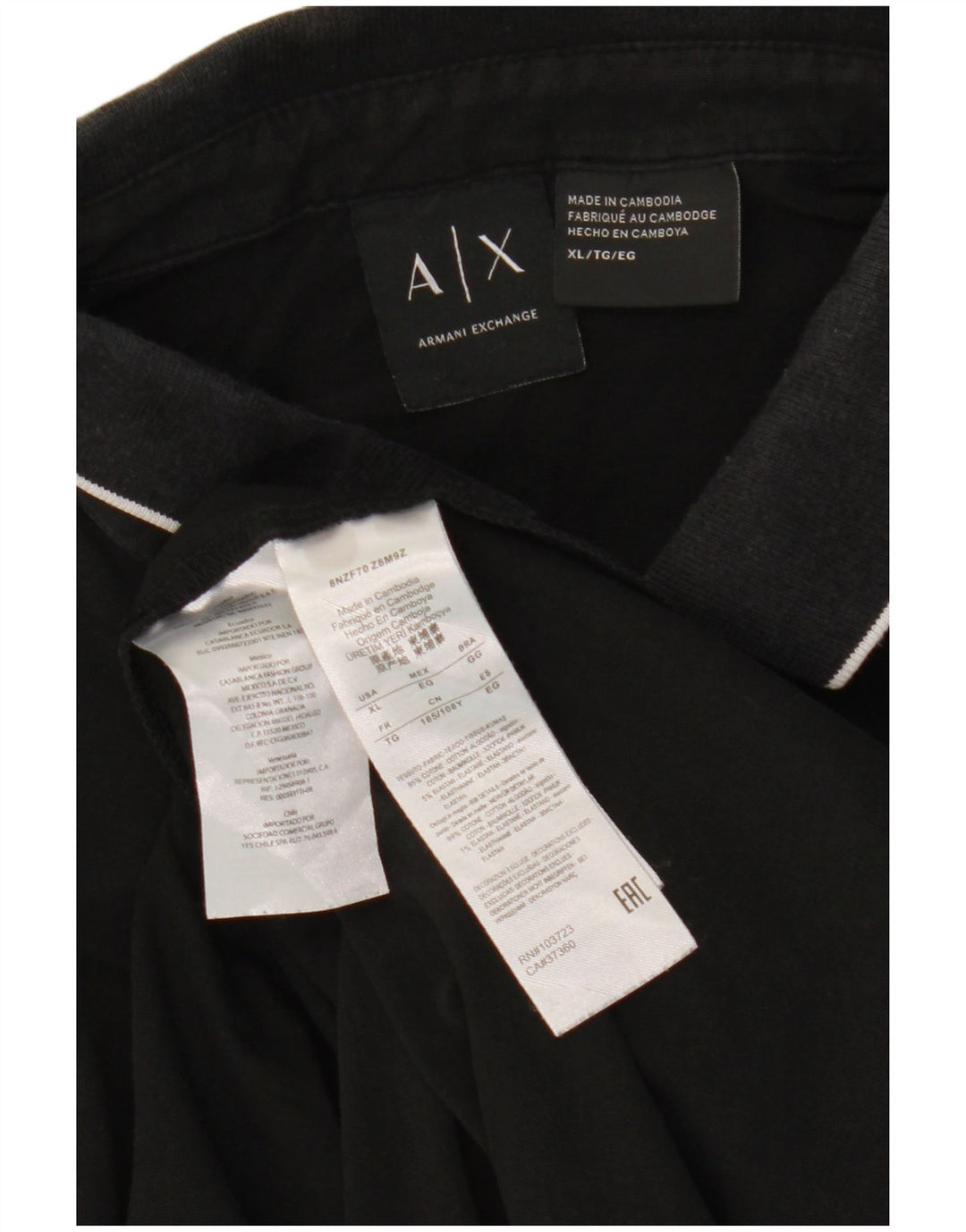 ARMANI EXCHANGE Mens Polo Shirt XL Black Cotton