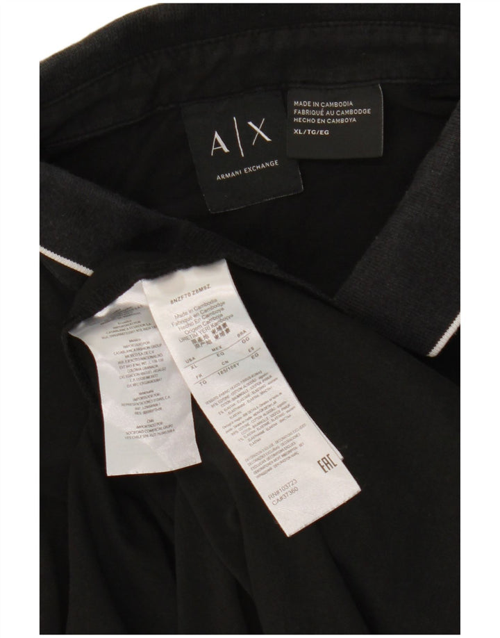 ARMANI EXCHANGE Mens Polo Shirt XL Black Cotton