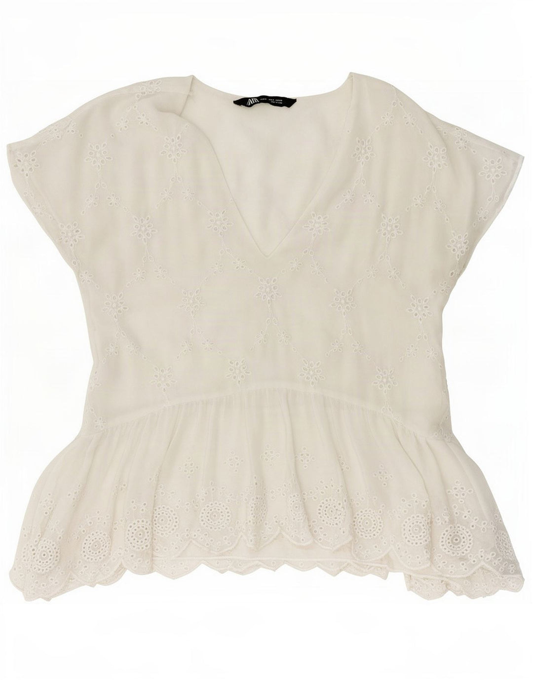 Zara Womens Blouse Top UK 10 Small White Floral