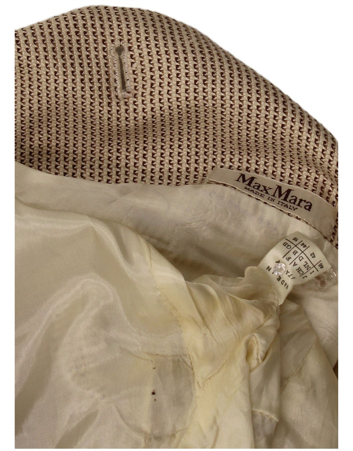 Max Mara Womens Double Breasted Blazer Jacket UK 16 Large Beige Geometric