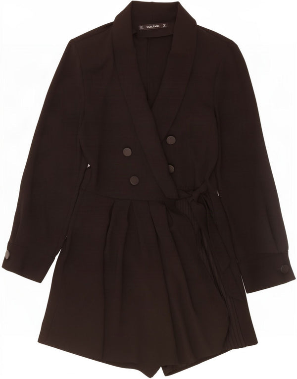 Zara Womens Long Sleeve Playsuit UK 10 Small Black Polyester