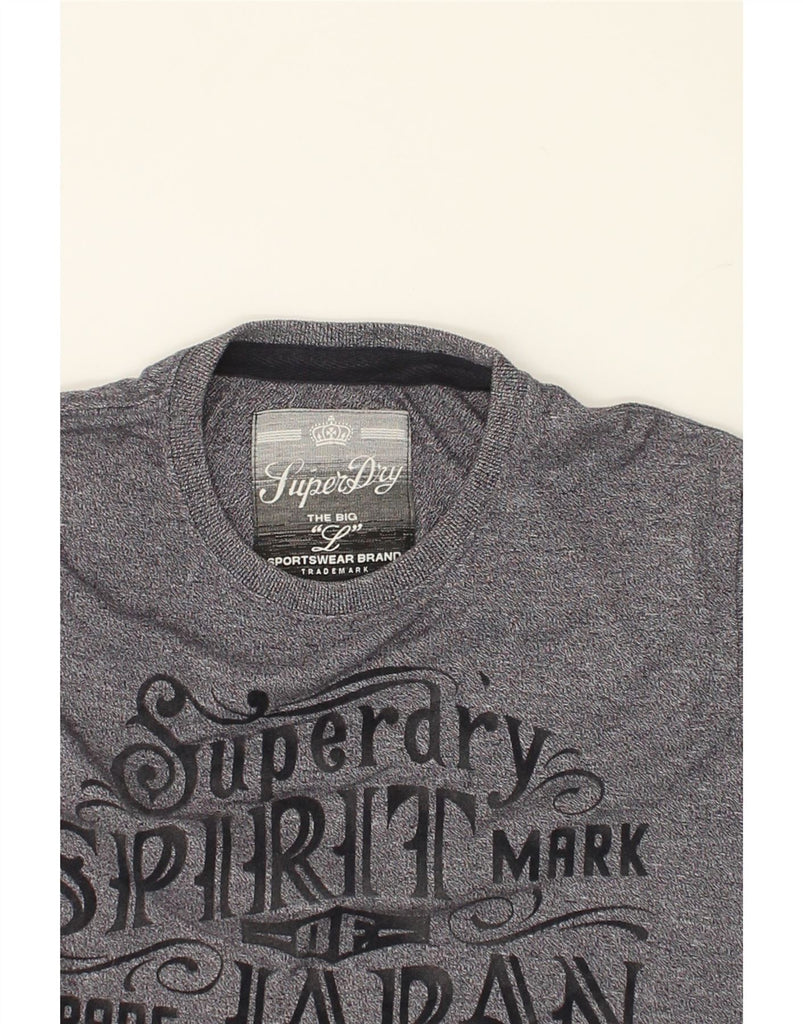 SUPERDRY Mens Graphic T-Shirt Top Large Grey Flecked Cotton | Vintage Superdry | Thrift | Second-Hand Superdry | Used Clothing | Messina Hembry 