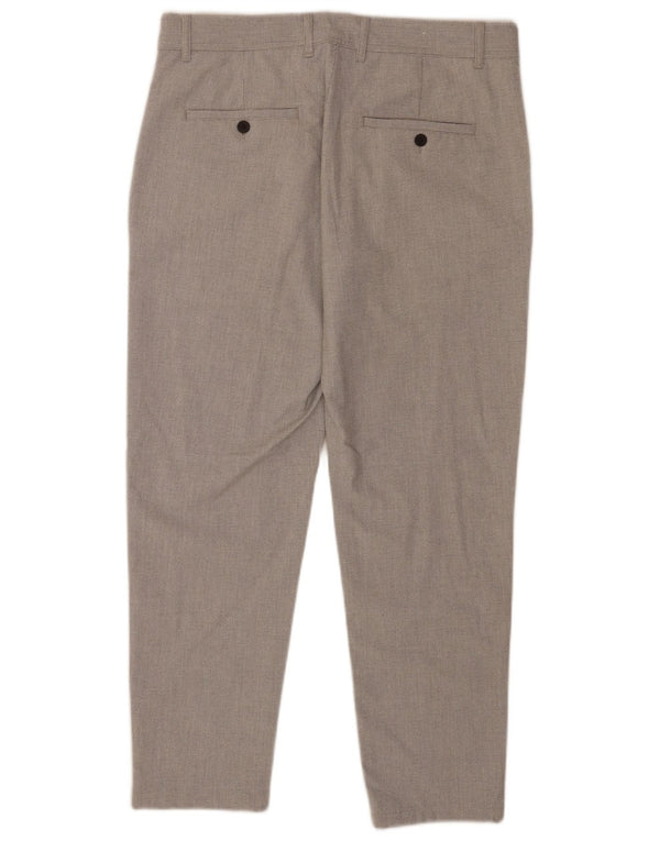 Zara Mens Slim Fit Chino Trousers EU 44 Large W34 L27 Grey Houndstooth