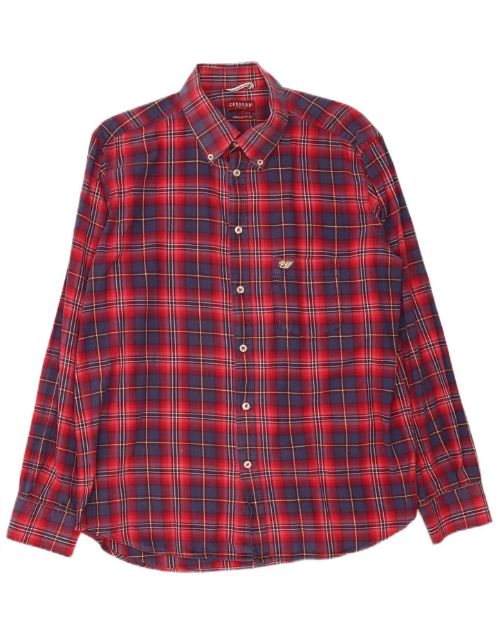 Carrera Mens Regular Fit Flannel Shirt XL Red Check Cotton
