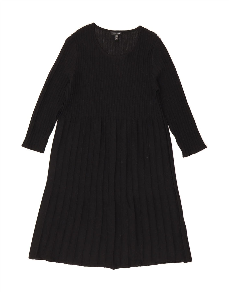 EILEEN FISHER Womens 3/4 Sleeve Jumper Dress UK 6 XS Black Wool Vintage Eileen Fisher and Second-Hand Eileen Fisher from Messina Hembry 