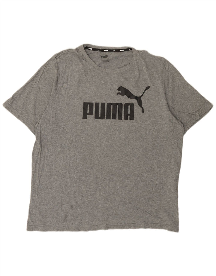 Puma Mens Graphic T-Shirt Top 2XL Grey Flecked Cotton
