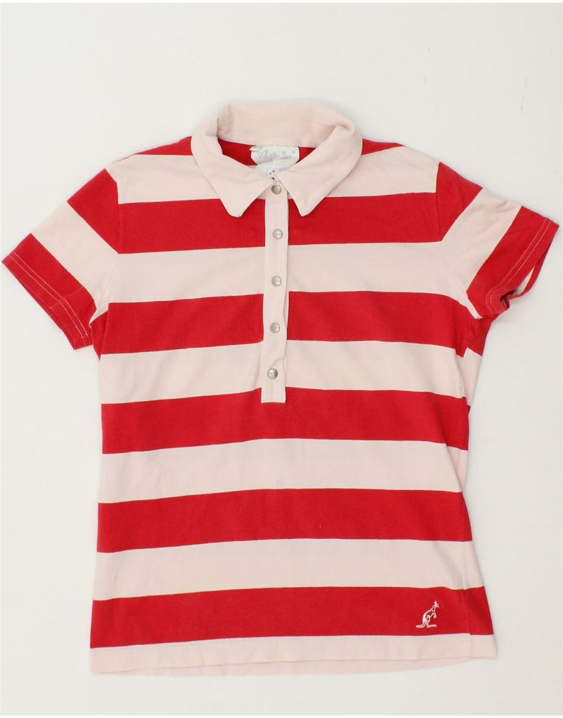AUSTRALIAN L'ALPINA Womens Polo Shirt IT 46 Large Red Striped Cotton Vintage AUSTRALIAN L'ALPINA and Second-Hand AUSTRALIAN L'ALPINA from Messina Hembry 