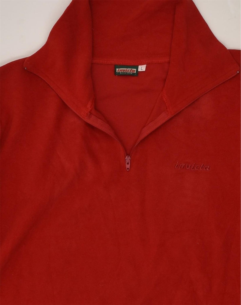 INVICTA Womens Zip Neck Fleece Jumper UK 16 Large Red Polyester | Vintage Invicta | Thrift | Second-Hand Invicta | Used Clothing | Messina Hembry 