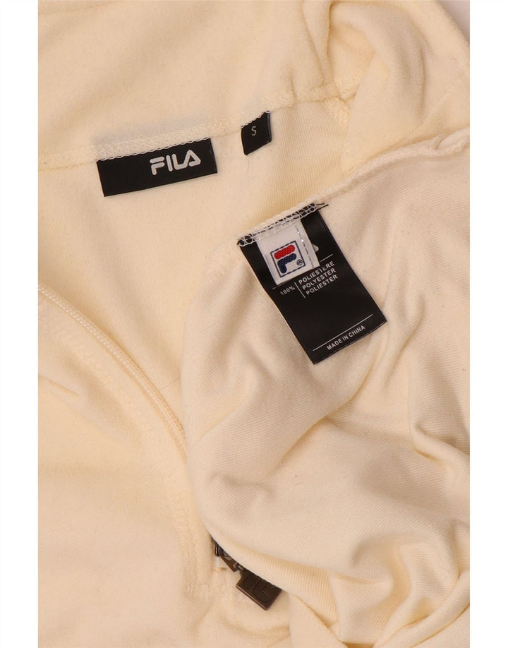 Fila Womens Zip Neck Fleece Jumper UK 10 Small Off White Polyester
