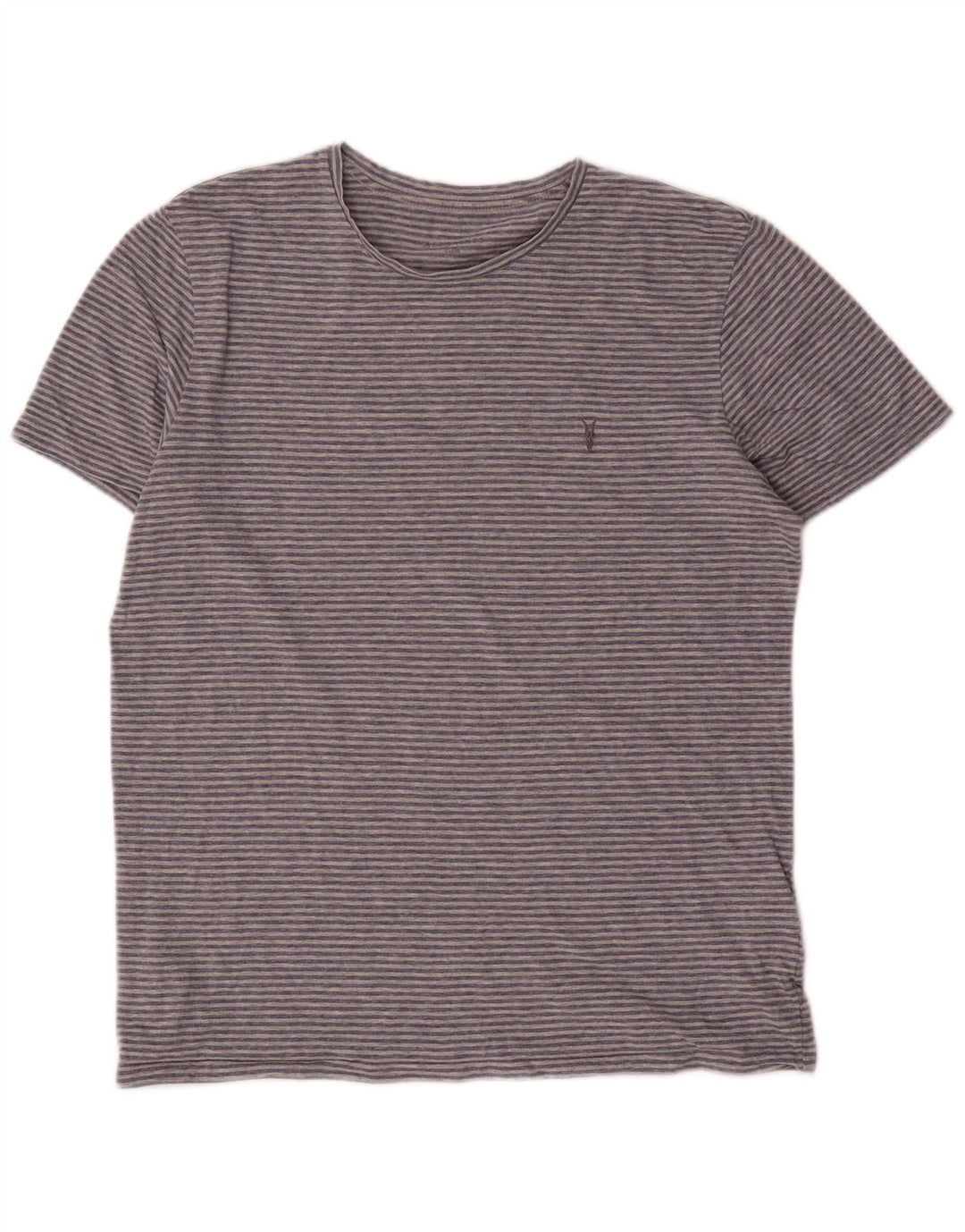 All Saints Mens T-Shirt Top Large Grey Striped