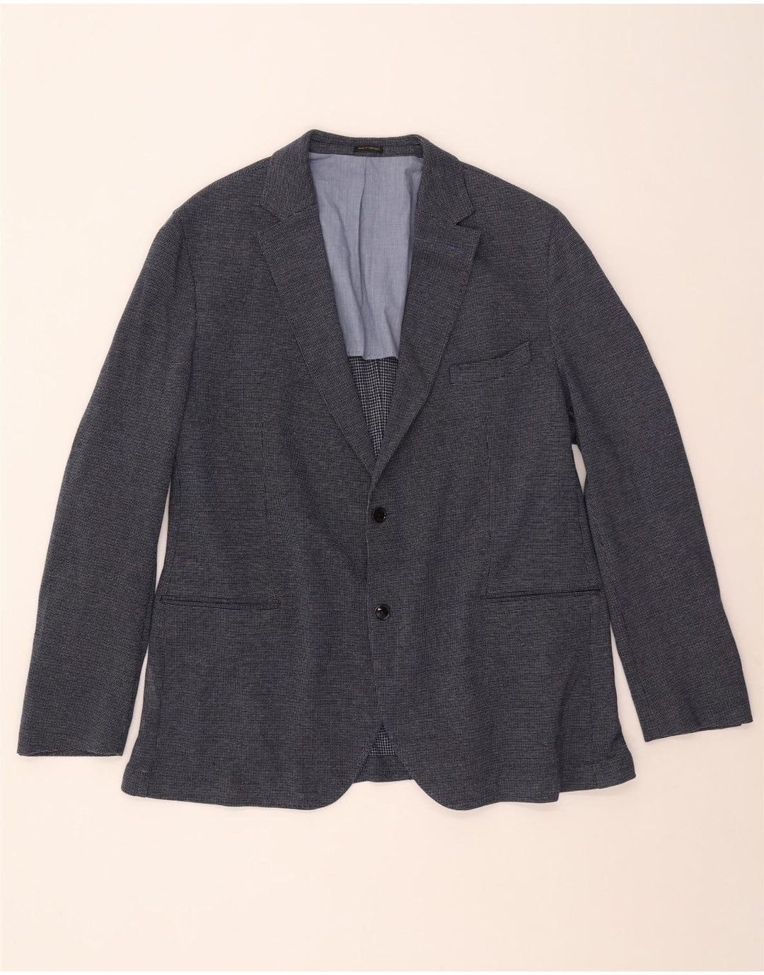 Massimo Dutti Mens 2 Button Blazer Jacket EU 58 2XL Navy Blue Cotton