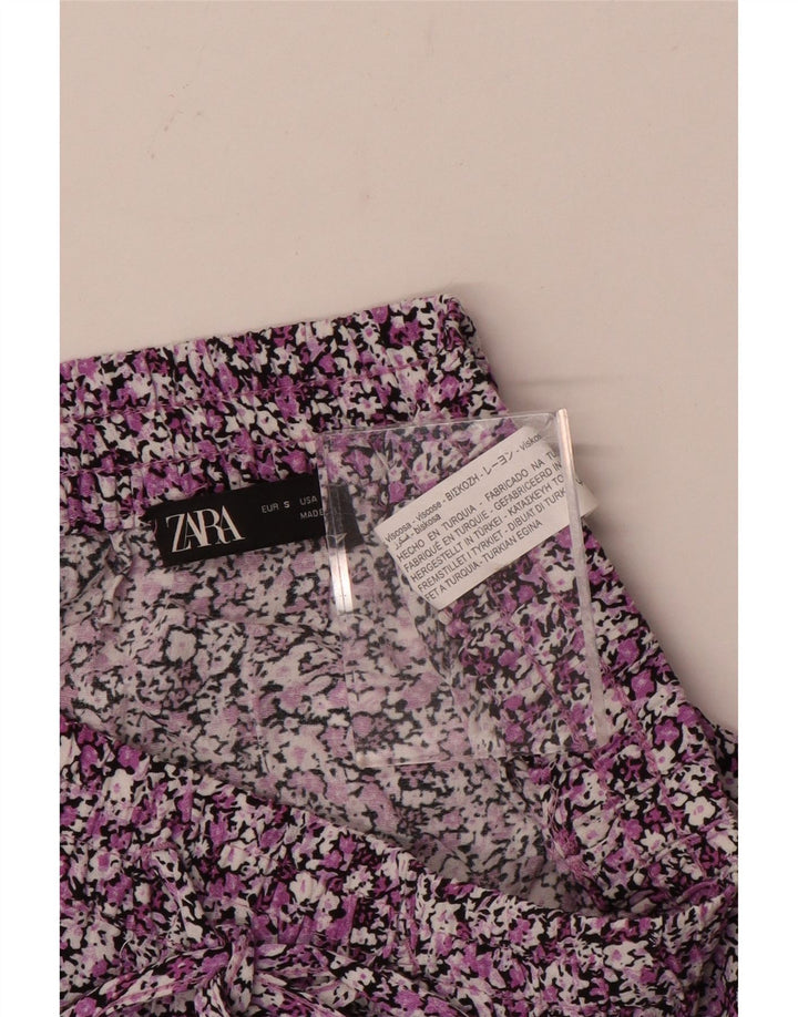 ZARA Womens Mini Tiered Skirt Small W27  Multicoloured Floral Viscose
