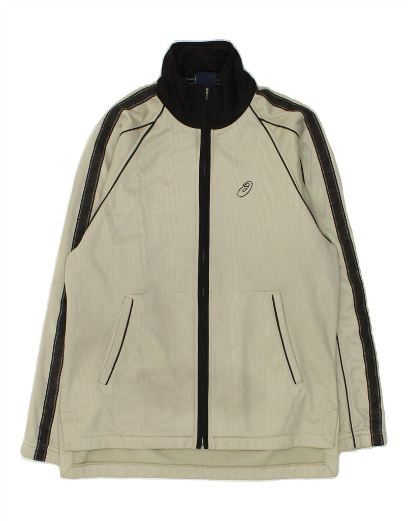 ASICS Mens Tracksuit Top Jacket Small Beige | Vintage Asics | Thrift | Second-Hand Asics | Used Clothing | Messina Hembry 