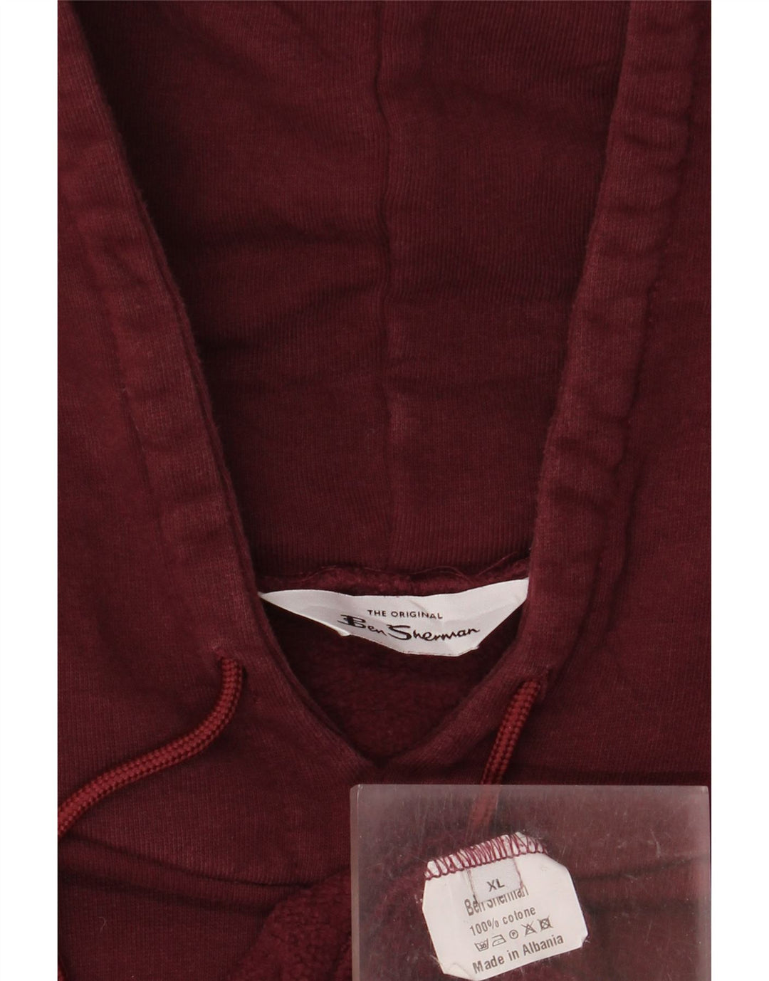 Ben Sherman Mens Hoodie Jumper XL Burgundy Cotton