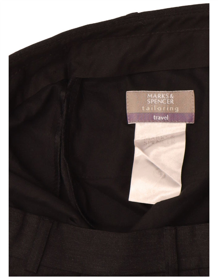 Marks & Spencer Mens Pegged Suit Trousers W36 L32 Black Polyester