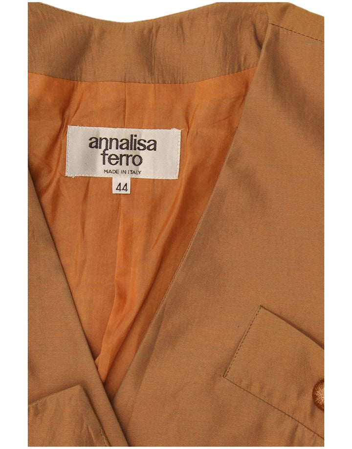 Annalisa Ferro Womens Crop Short Sleeve Blazer Jacket IT 44 Medium Brown