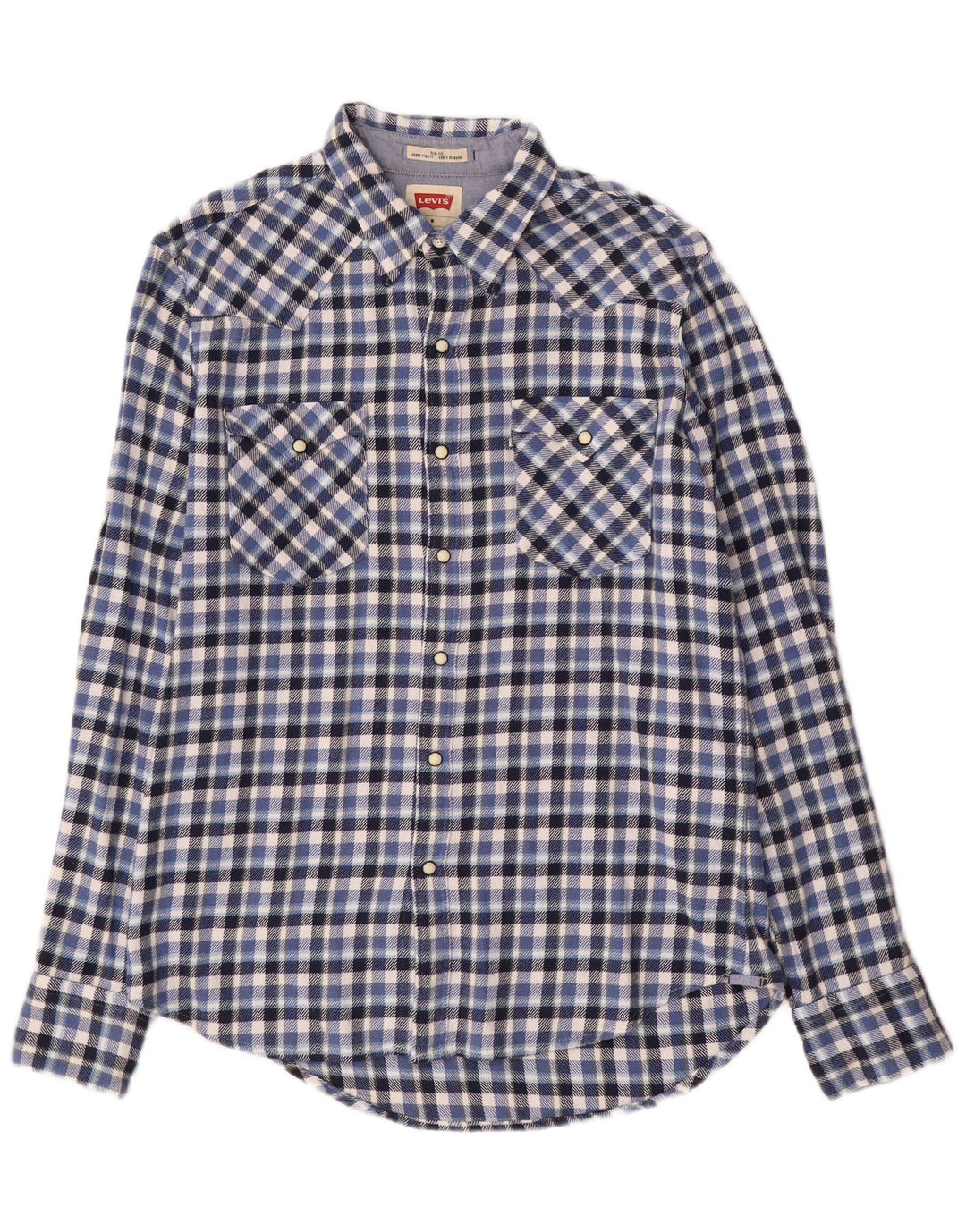 Levi's Mens Slim Fit Flannel Shirt Medium Blue Check Cotton