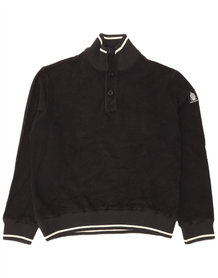 Marina Yachting Mens Button Neck Jumper Sweater 2XL Black Cotton