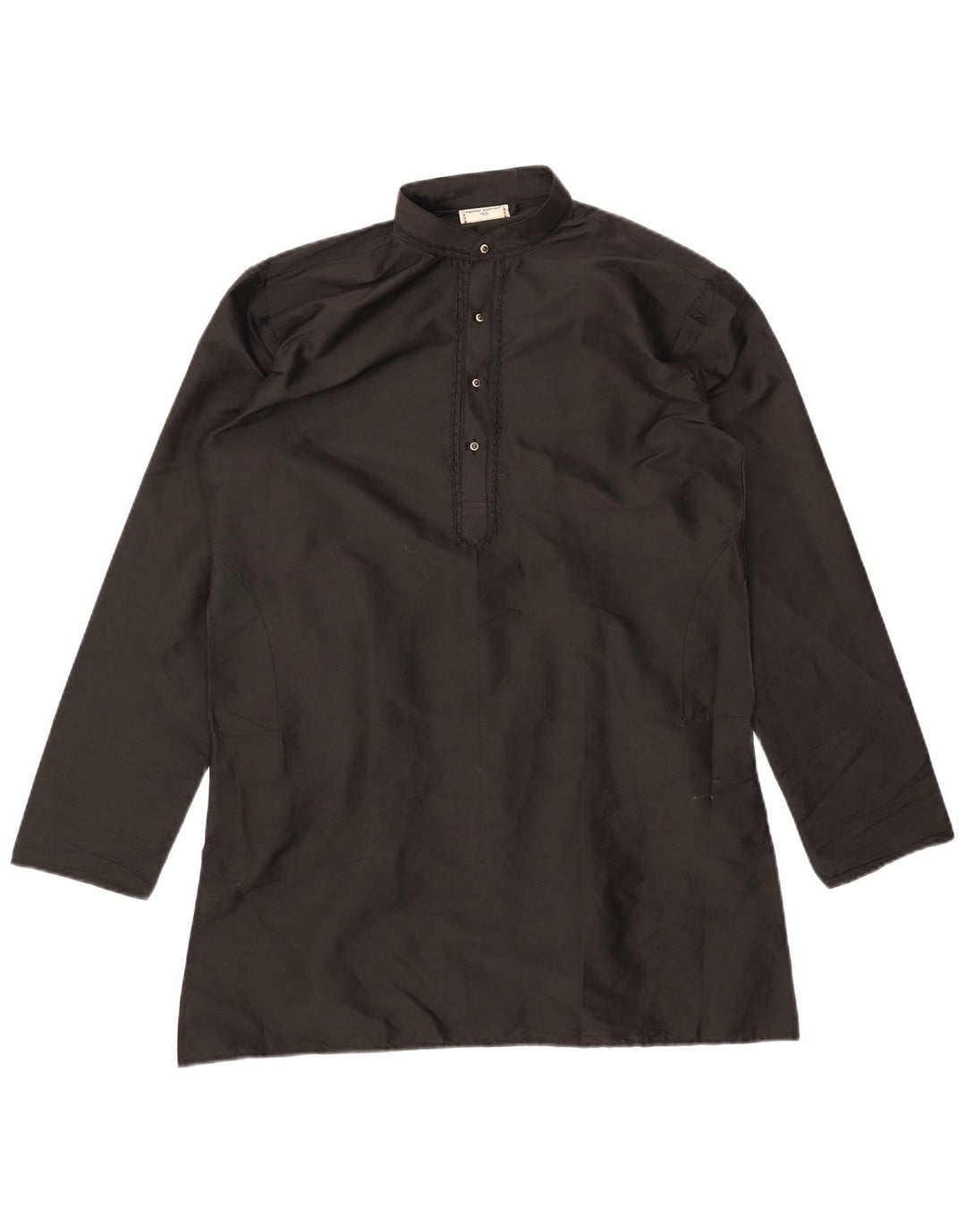 DENNIS MORTON Mens Kurta Pullover Shirt Size 40 Medium Black