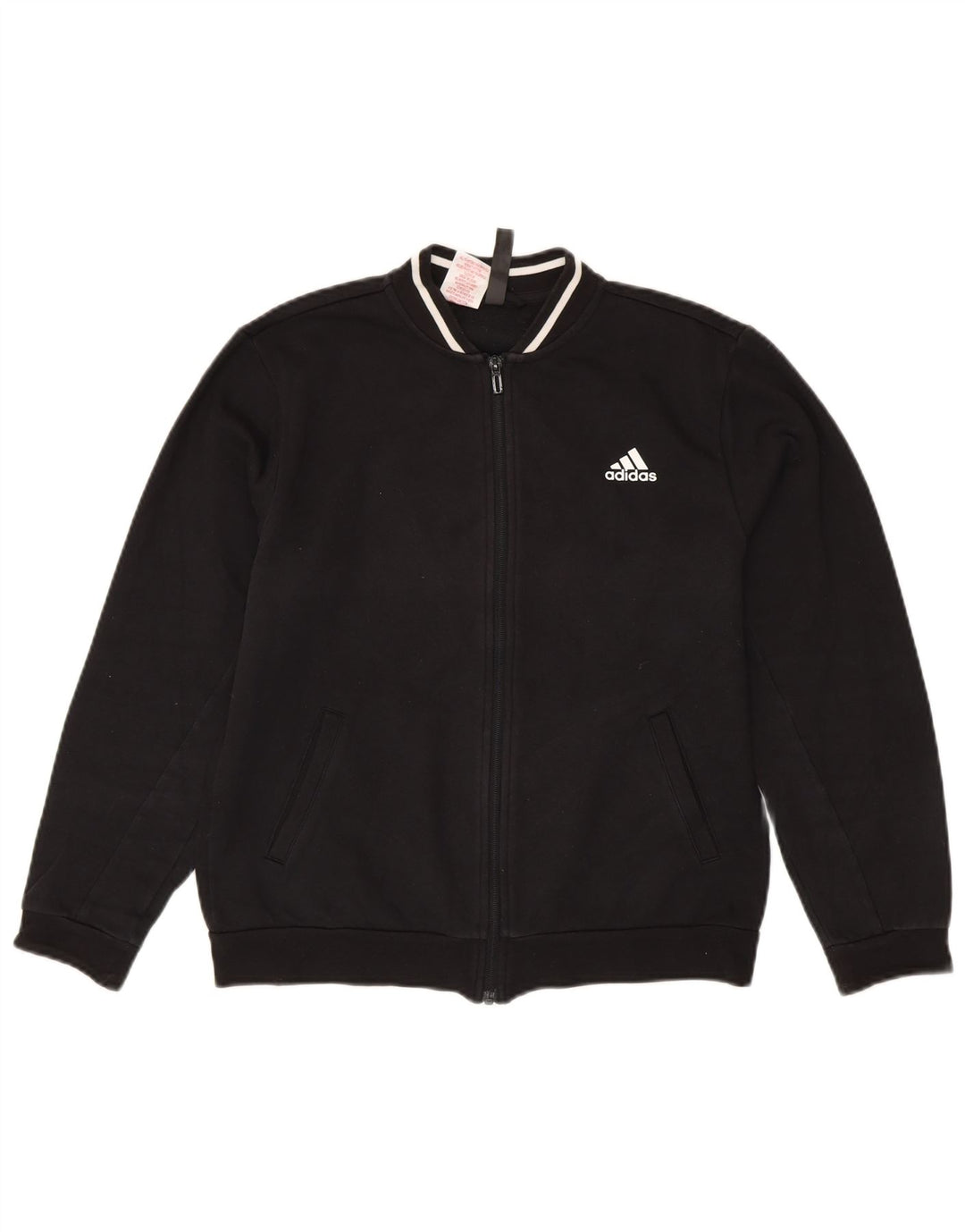 ADIDAS Boys Graphic Tracksuit Top Jacket 13-14 Years Black Cotton