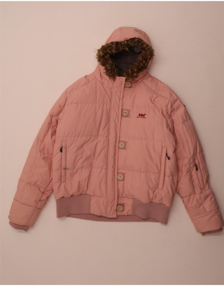 Helly Hansen Womens Hooded Padded Jacket UK 44 2XL Pink Nylon