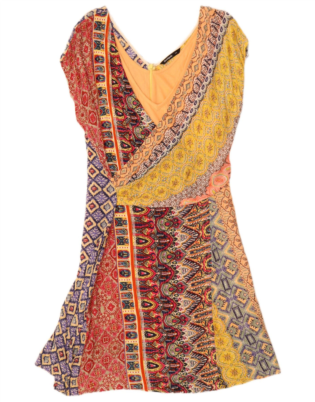 Desigual Womens A-Line Dress EU 44 XL Multicoloured Geometric