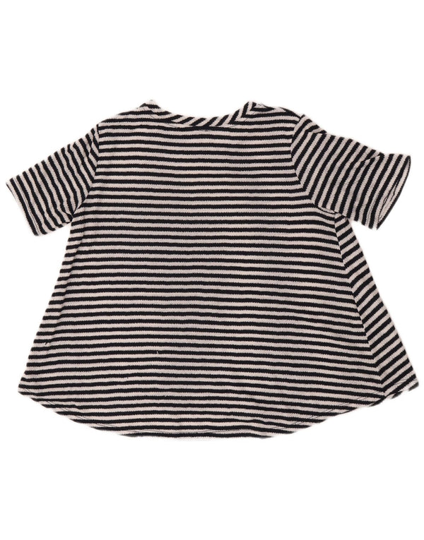Zara Womens Short Sleeve Boat Neck Jumper Sweater UK 10 Small Black Striped