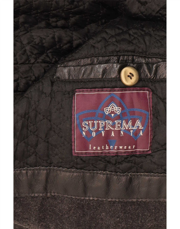 Suprema Mens Leather Jacket IT 58 4XL Black