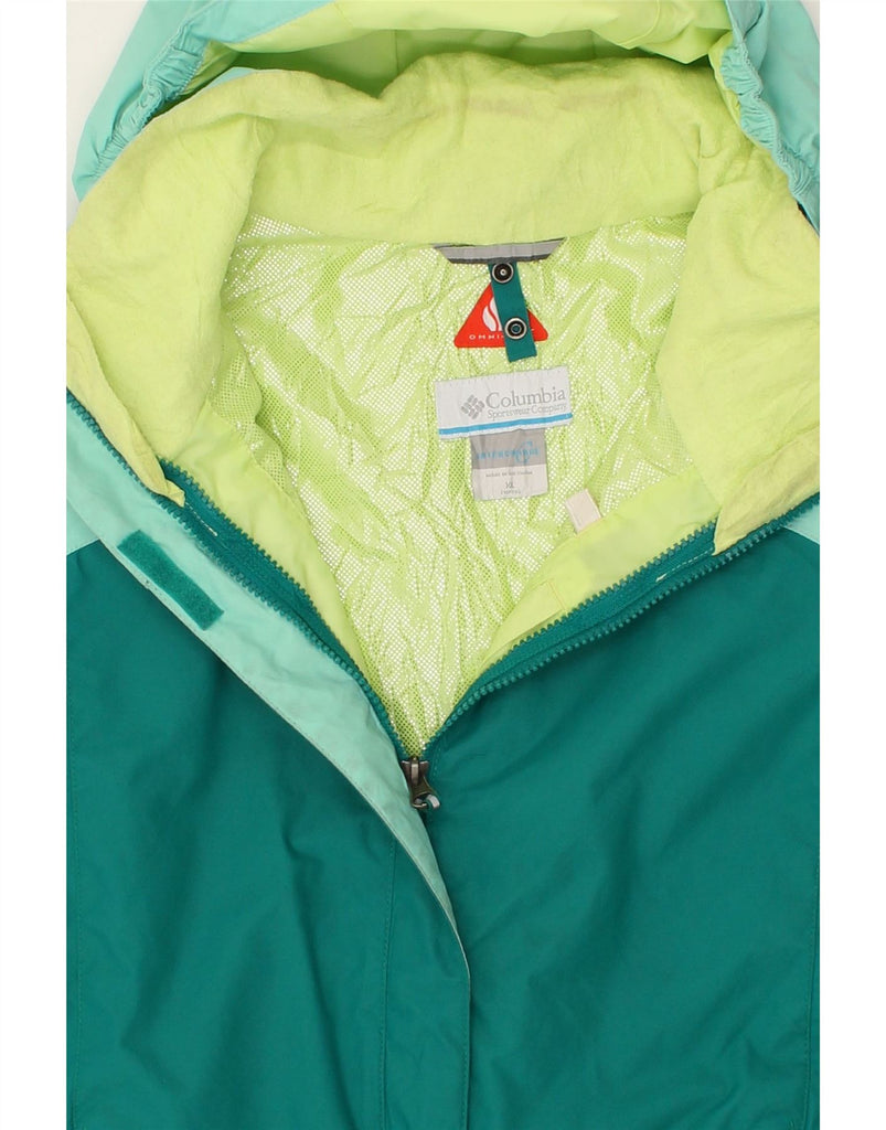 COLUMBIA Girls Hooded Rain Jacket 15-16 Years XL  Green Colourblock Nylon | Vintage Columbia | Thrift | Second-Hand Columbia | Used Clothing | Messina Hembry 
