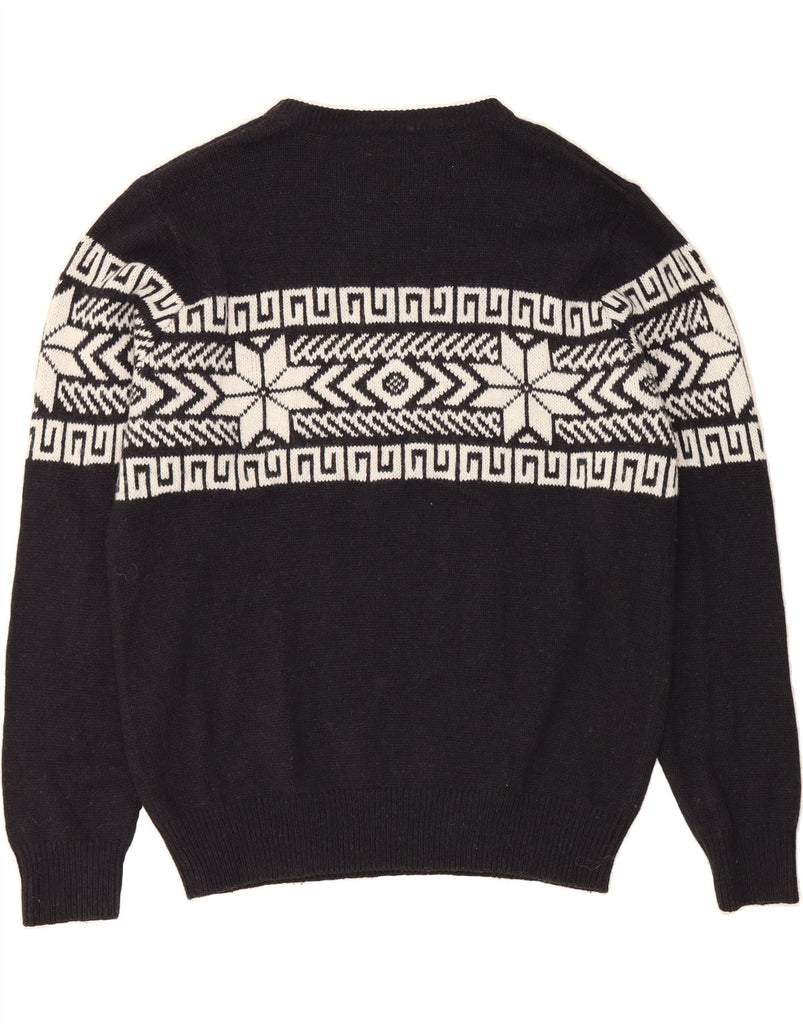 LUCIANA Mens Crew Neck Jumper Sweater XL Black Floral Polyacrylic Vintage Luciana and Second-Hand Luciana from Messina Hembry 
