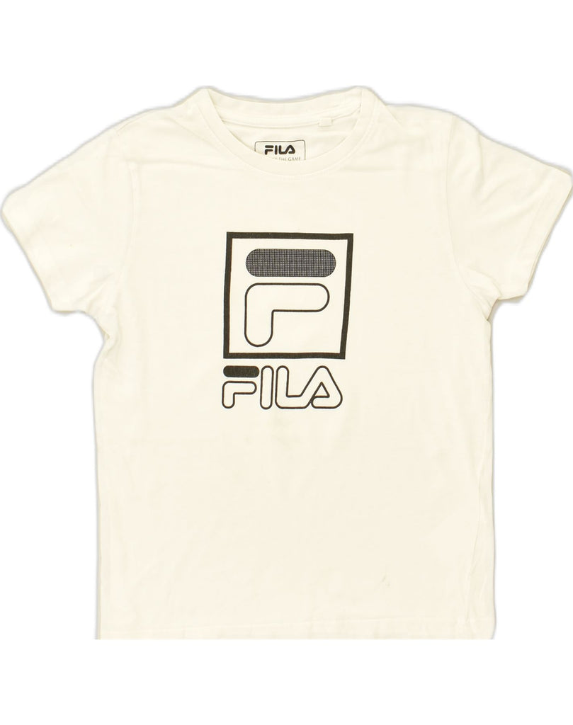 FILA Boys Graphic T-Shirt Top 7-8 Years White Cotton | Vintage Fila | Thrift | Second-Hand Fila | Used Clothing | Messina Hembry 