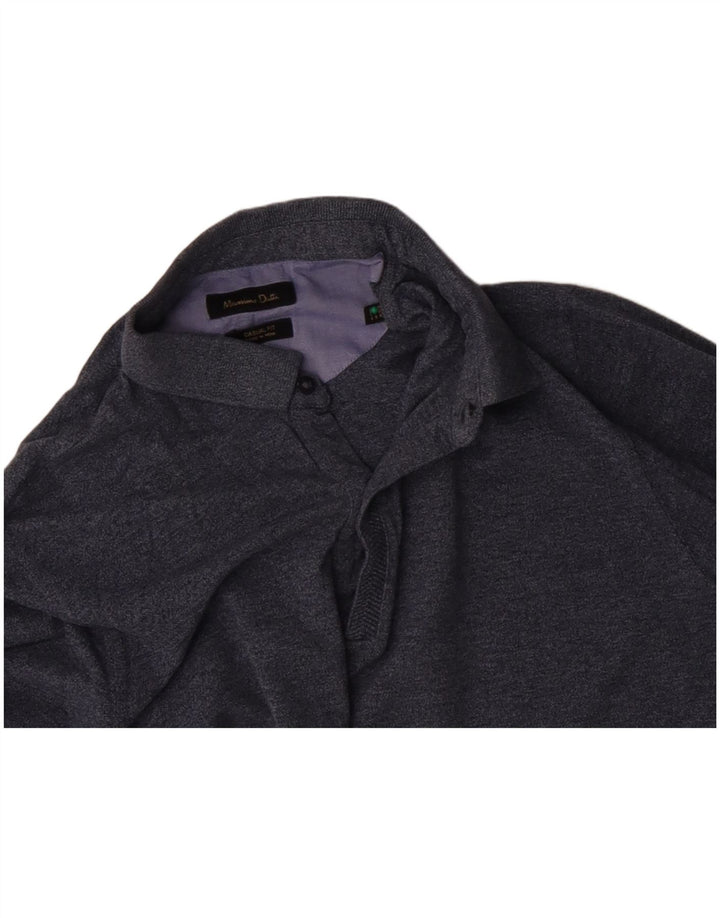 MASSIMO DUTTI Mens Long Sleeve Polo Shirt Medium Grey