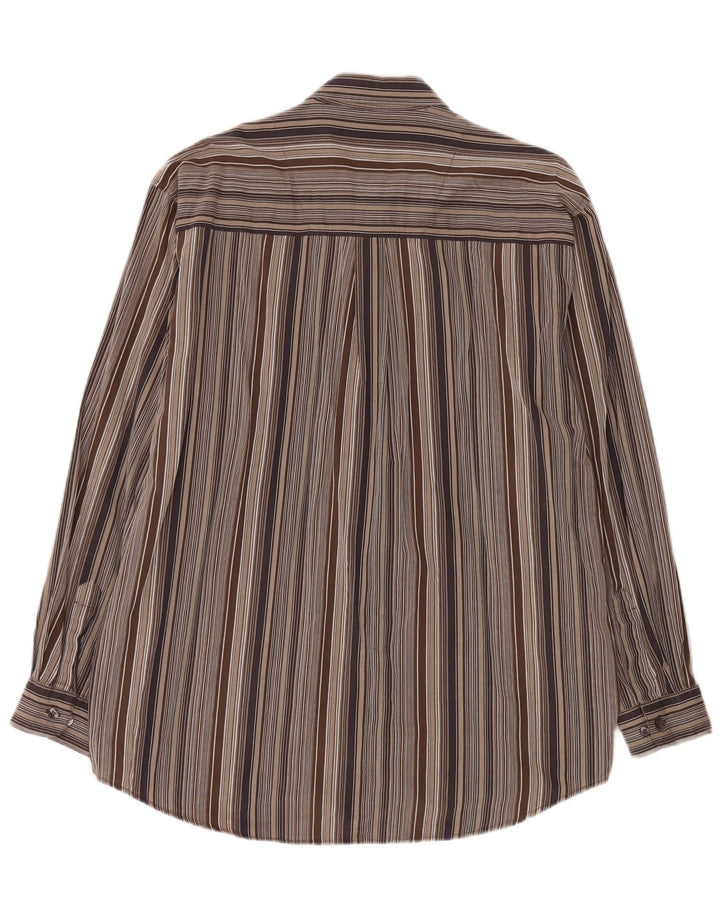 Lerros Mens Shirt XL Brown Striped Cotton