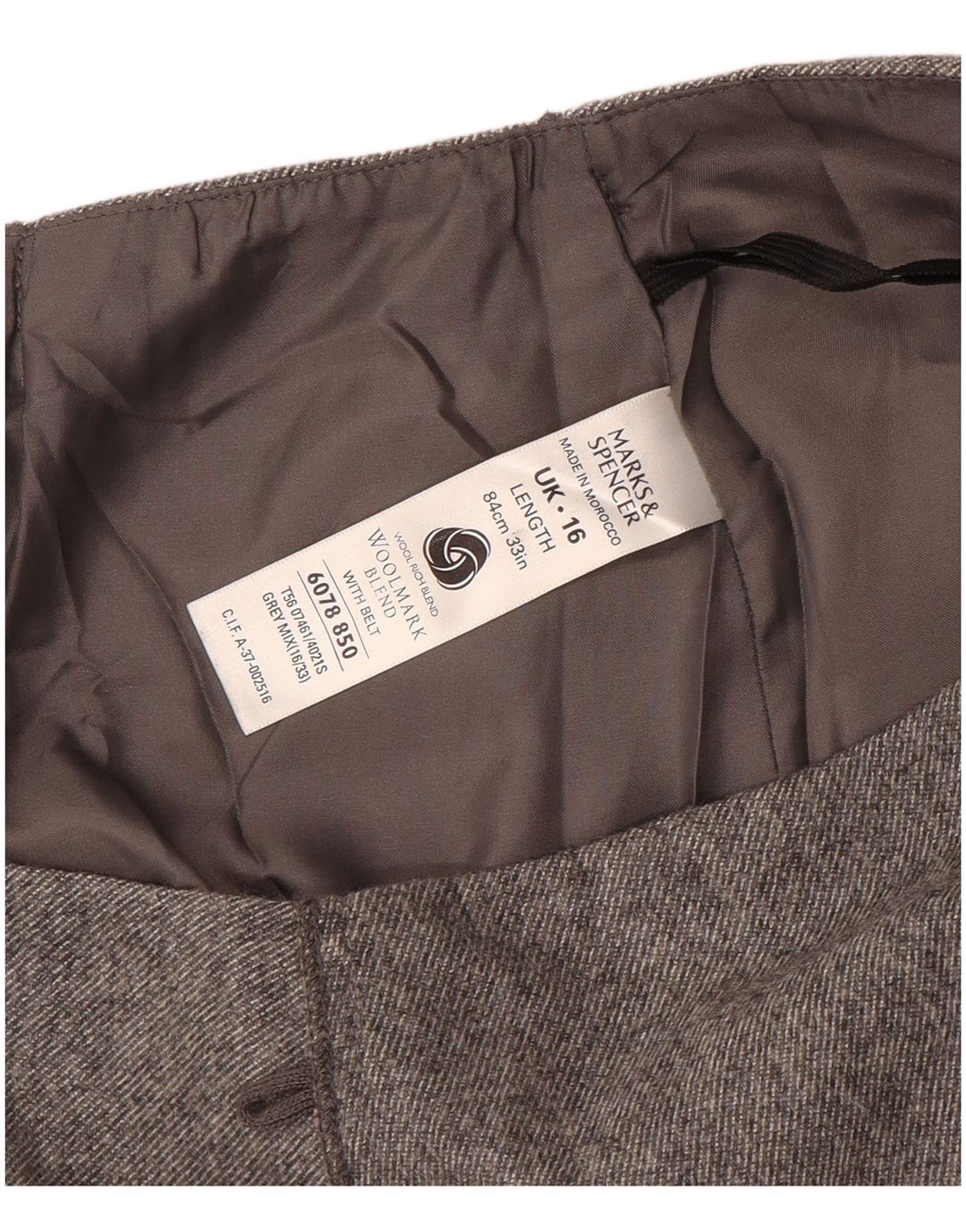 Marks & Spencer Womens A-Line Skirt UK 16 Large W32 Grey Wool