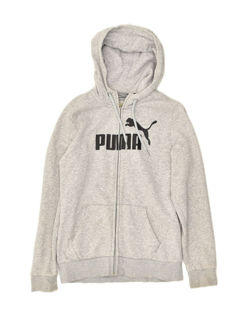 PUMA Womens Graphic Zip Hoodie Sweater UK 12 Medium  Grey Cotton | Vintage Puma | Thrift | Second-Hand Puma | Used Clothing | Messina Hembry 