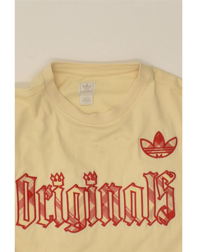 ADIDAS Mens Graphic T-Shirt Top Large Yellow Cotton | Vintage Adidas | Thrift | Second-Hand Adidas | Used Clothing | Messina Hembry 